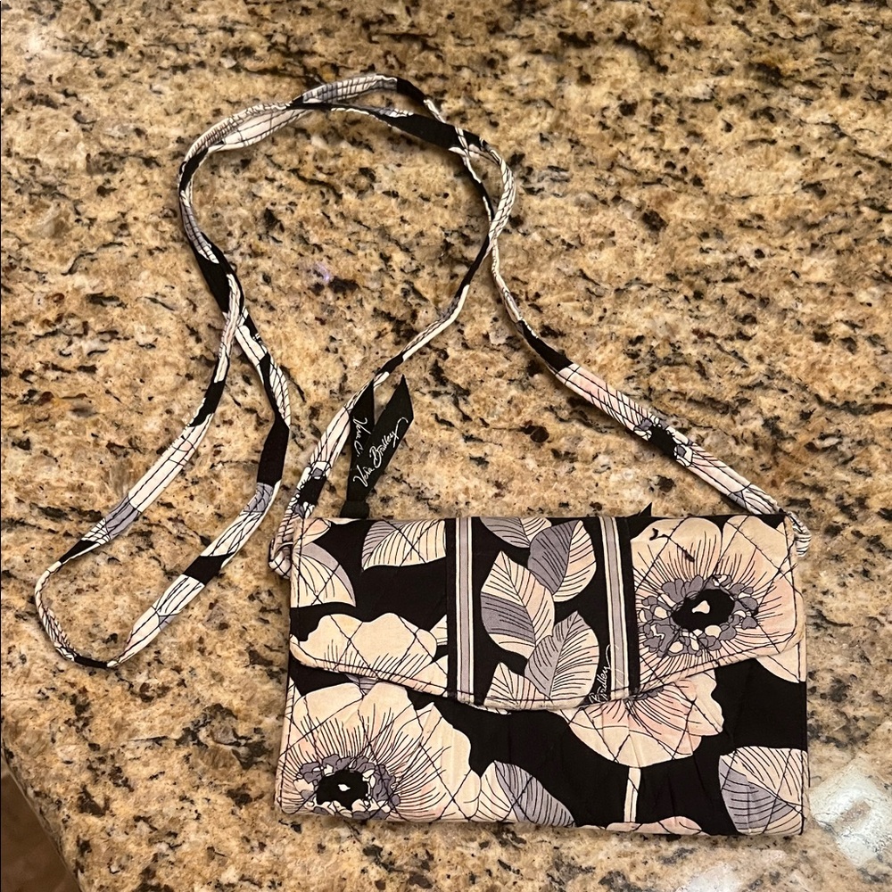 Vera Bradley Black and Cream Floral Crossbody Bag